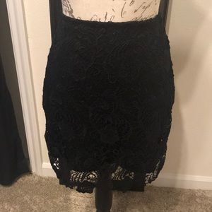Black crochet mini skirt